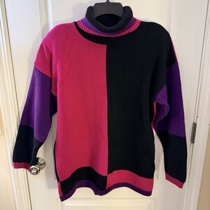 Vintage Delia McCain Purple Block Colored Sweater Size Large Made‎ In USA